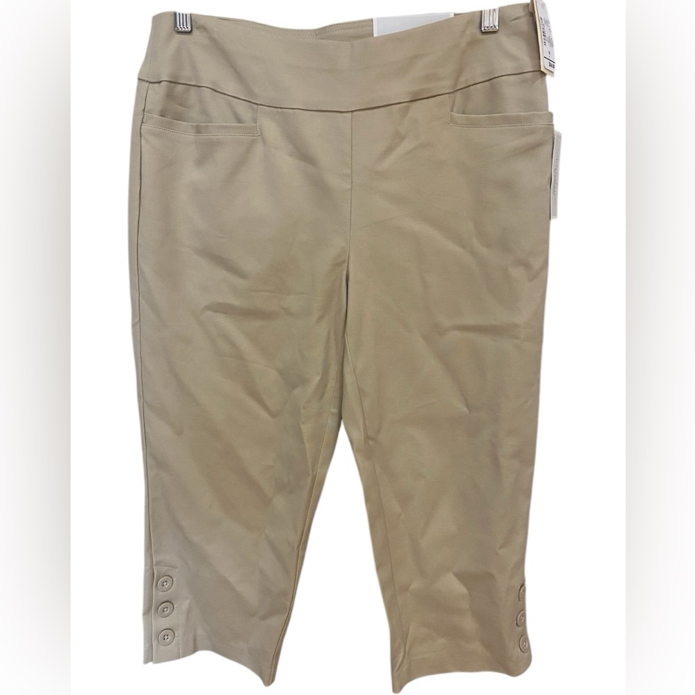 Christopher & Banks Khaki Pull On Stretch Crop Pant Womens Size 10